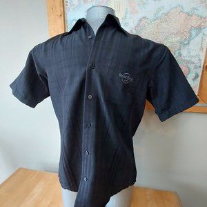 3/$15 Hard Rock Cafe Black Collar Short Sleeve Plaid Las Vegas Location Men's Sm